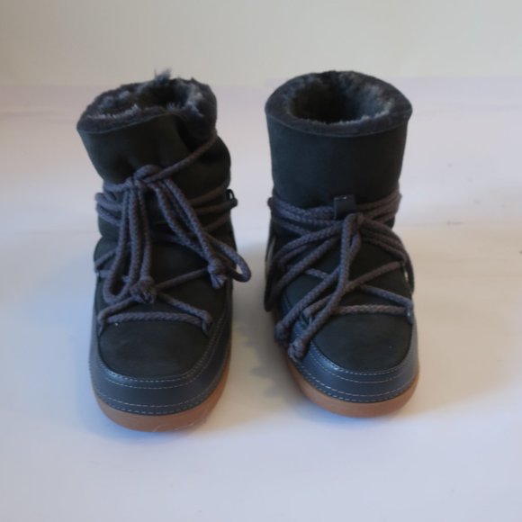NWOB Womens Inuikii Gray Leather Suede Shearling Classic Sneaker Boot 38 US/8 * - Picture 1 of 10